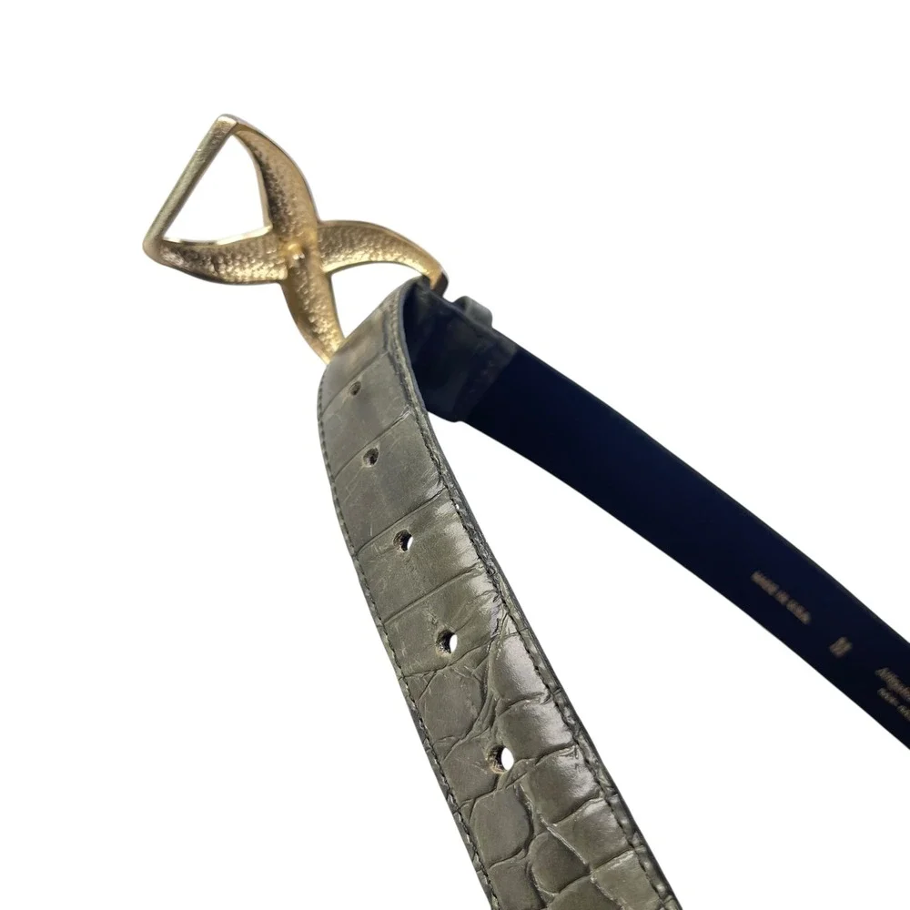 Lejon Vintage Women's‎ Belt Sage Green Alligator Grain Steerhide USA Made Sz M